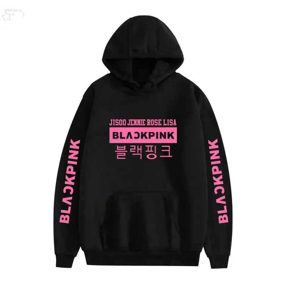 Korean popular girl group peripheral printed hoodies trendy couple hoodies