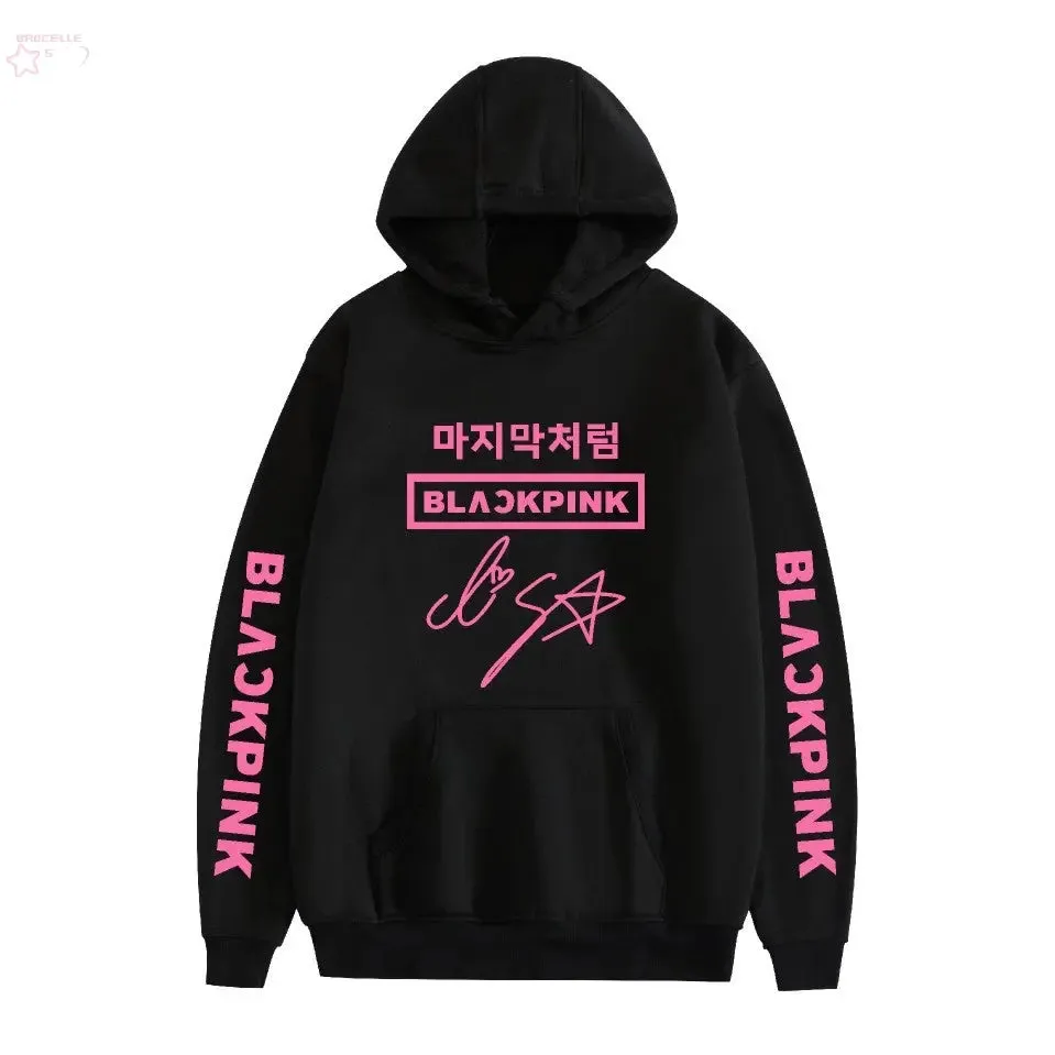 Korean popular girl group peripheral printed hoodies trendy couple hoodies