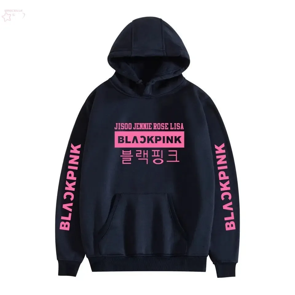 Korean popular girl group peripheral printed hoodies trendy couple hoodies