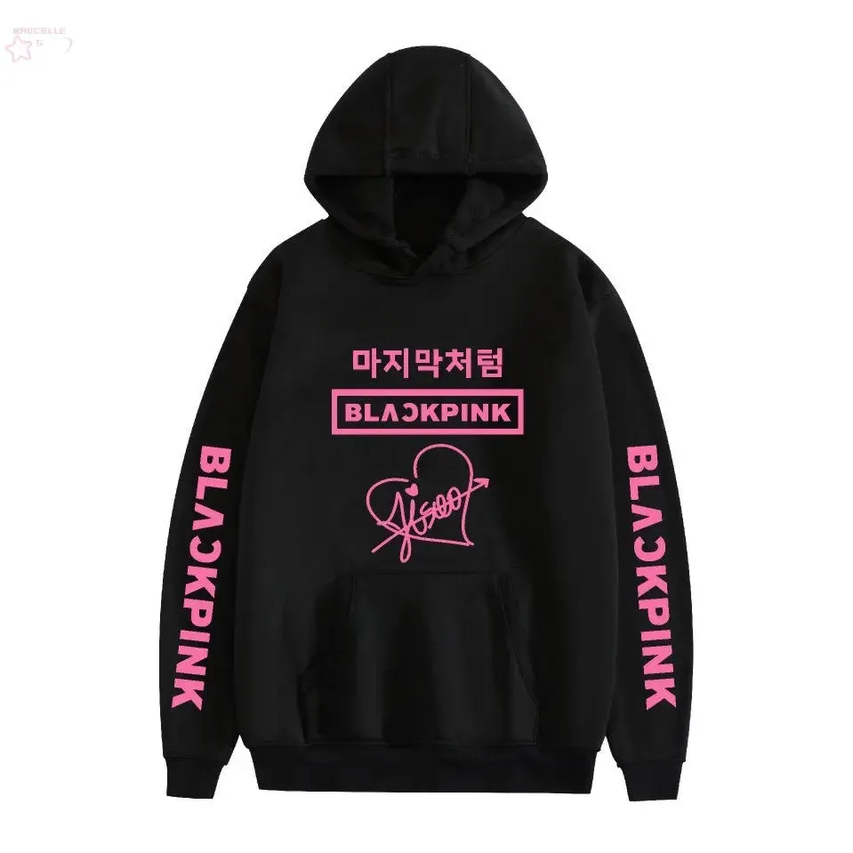 Korean popular girl group peripheral printed hoodies trendy couple hoodies