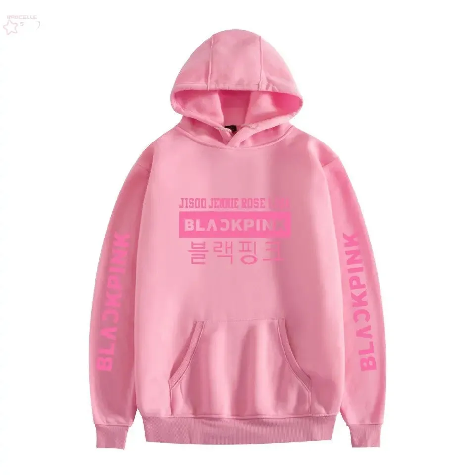 Korean popular girl group peripheral printed hoodies trendy couple hoodies