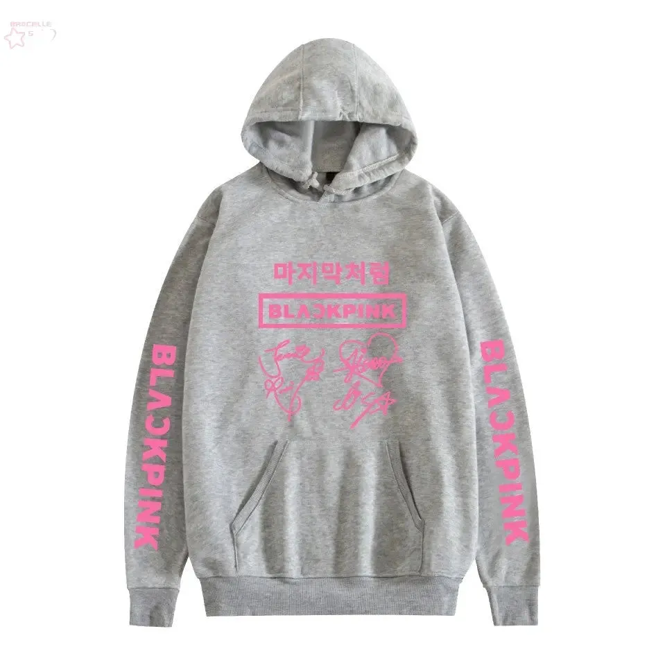 Korean popular girl group peripheral printed hoodies trendy couple hoodies