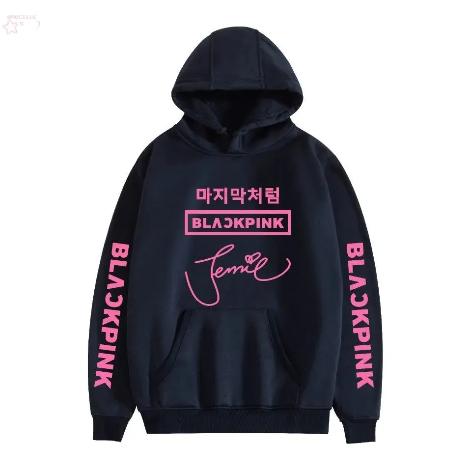 Korean popular girl group peripheral printed hoodies trendy couple hoodies