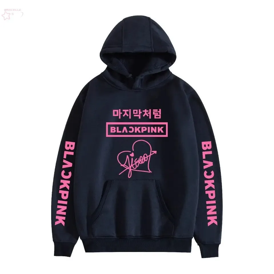 Korean popular girl group peripheral printed hoodies trendy couple hoodies