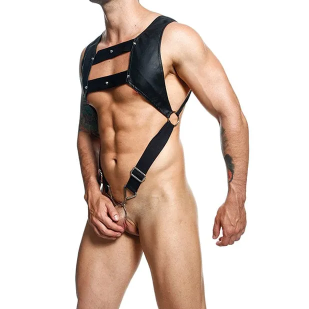 Male Basics - Dngeon Croptop Harness Cockring (Black)