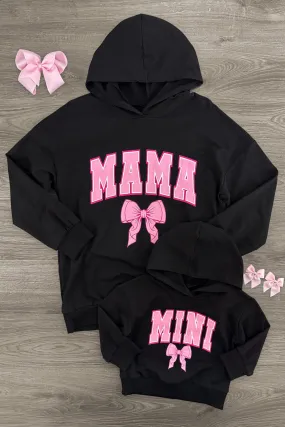 Mom & Me - "Mama & Mini" Black Bow Hoodie