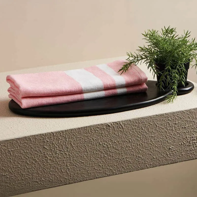 Nash Cotton Terry Hand Towel (Pink) - Set Of Two