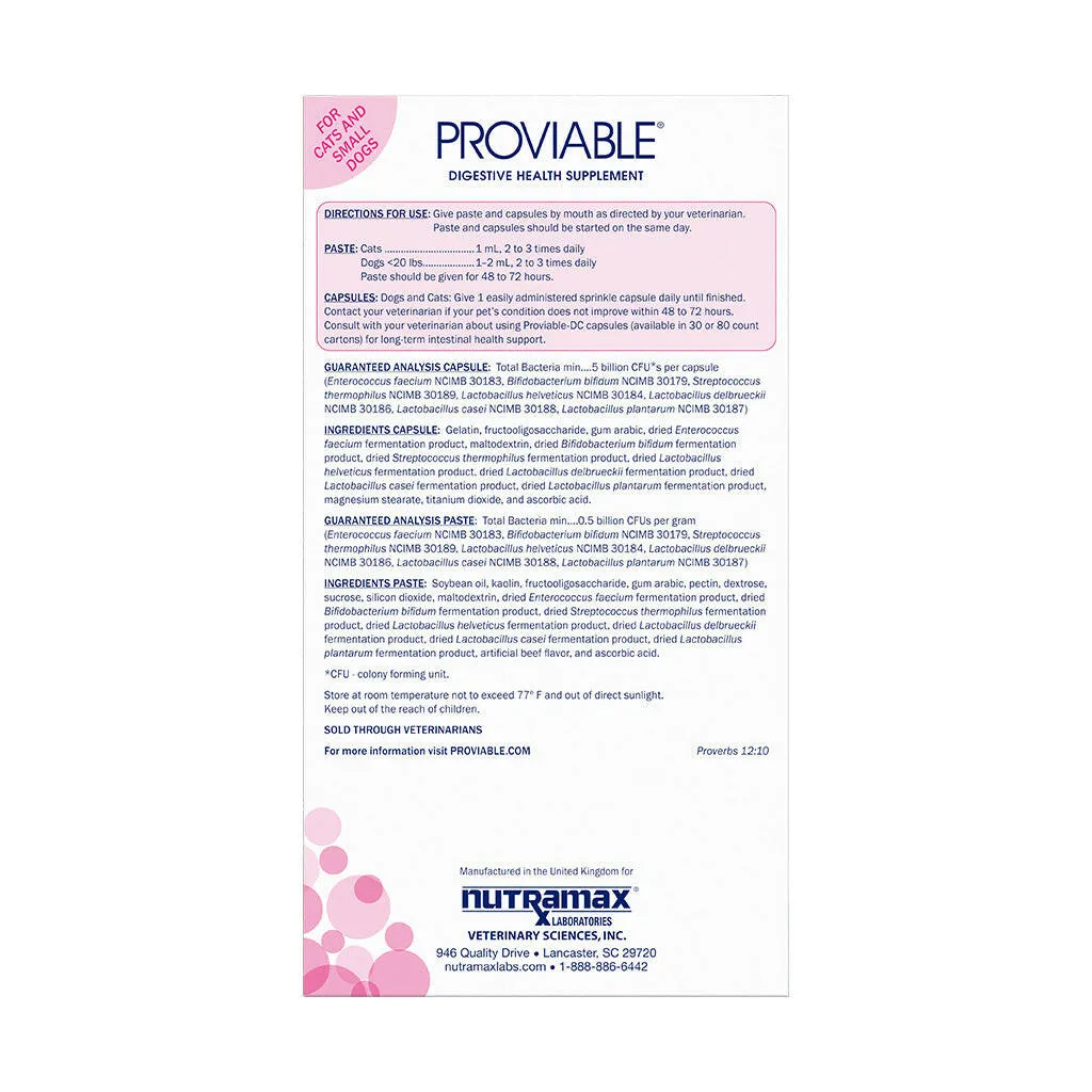 Nutramax Proviable Digestive Health Supplement Kit for Cats And Dogs