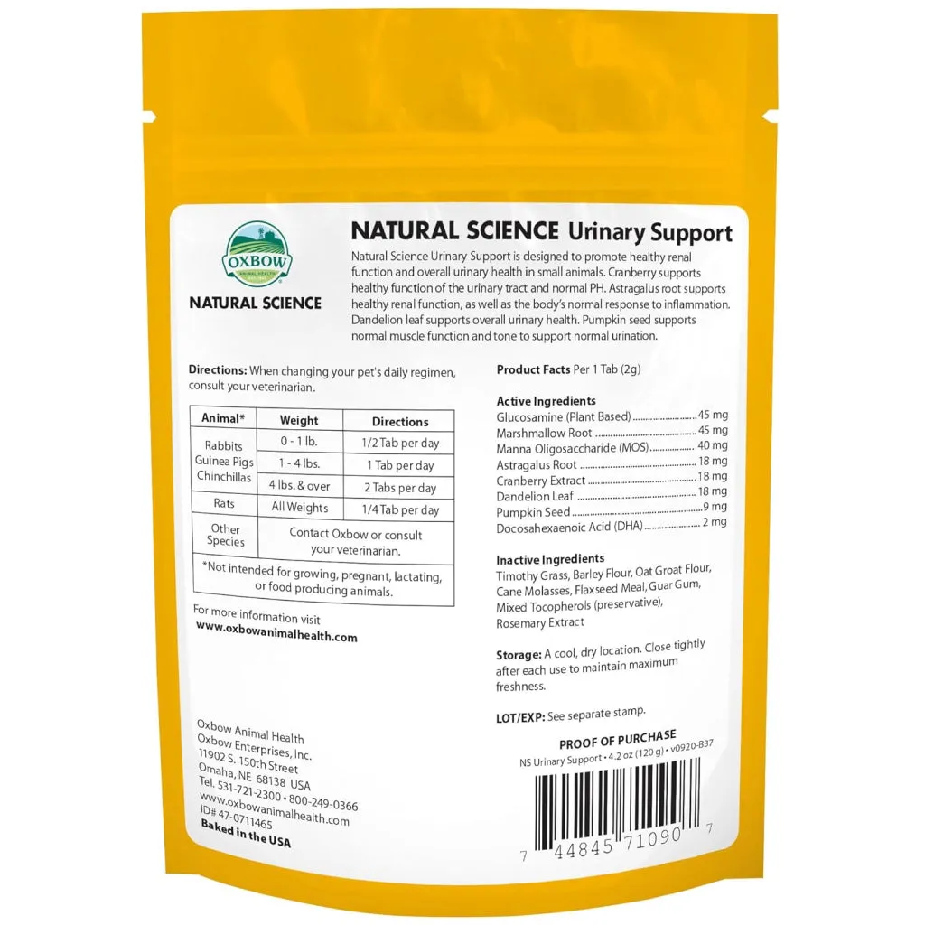 Oxbow Natural Science Urinary Support Supplement For Small Animals (60 ct)