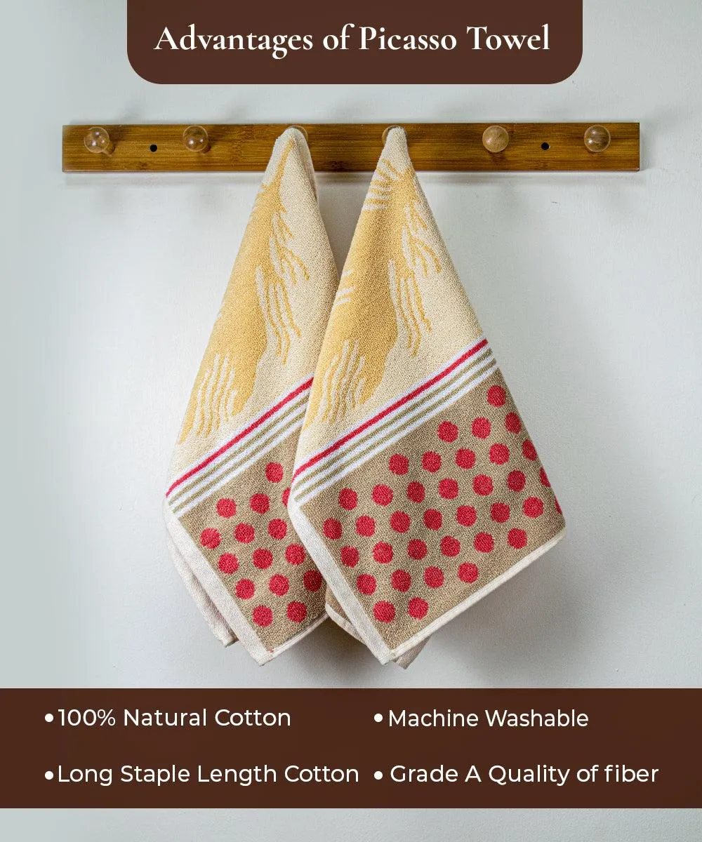 Picasso 100% Cotton Hand Towel Set of 2, 470 GSM (40X60 CM)