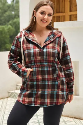 Plus Size Plaid Kangaroo Hoodie