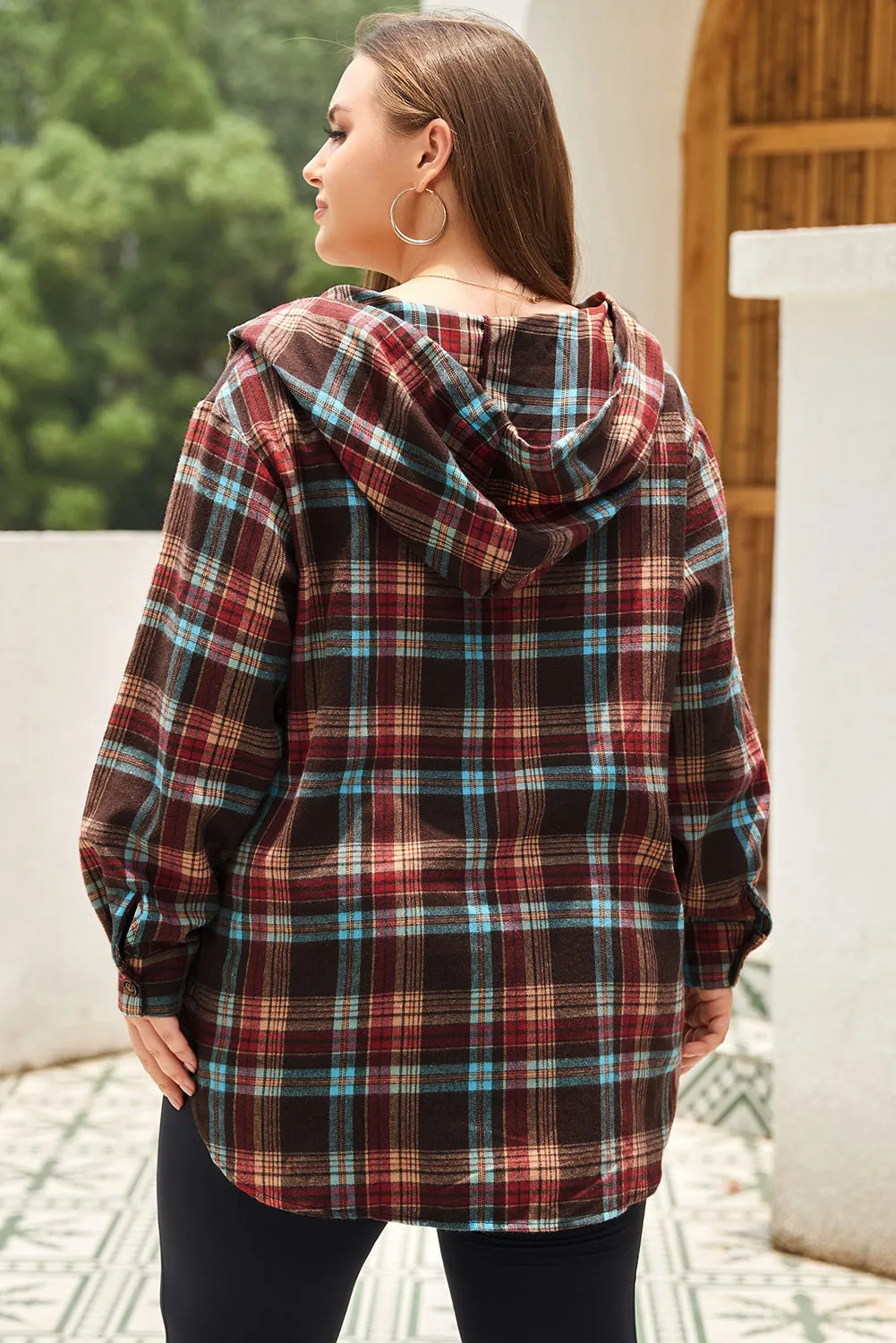 Plus Size Plaid Kangaroo Hoodie