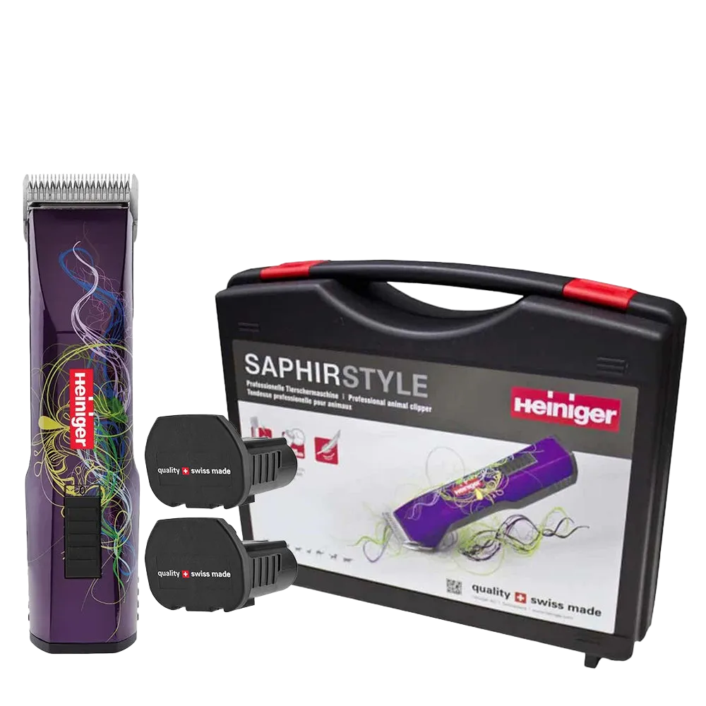 Purple Saphir Cordless Clipper with Two Batteries In a Case by Heiniger