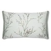 Pussy Willow Embroidered Duck Egg Cushion