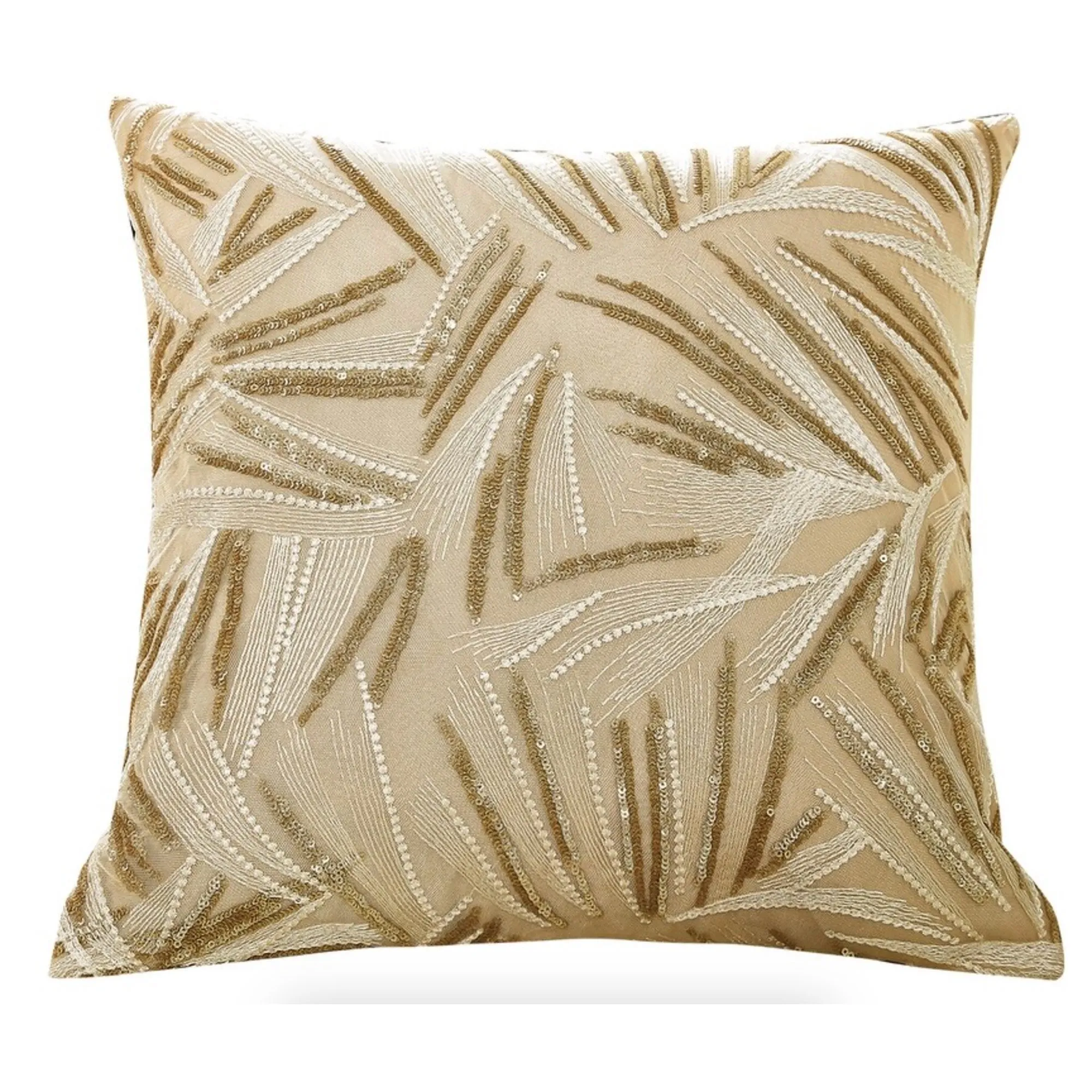 Rosetta Wheat Spikelets Pattern Decorative Cushion Cover, Gold, 18x18 Inches