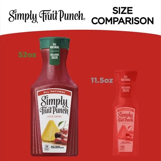 Simply Non GMO All Natural Fruit Punch Juice, 52 fl oz Bottle