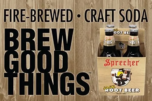 Sprecher Lo-Cal Root Beer, Great tasting, Hand Crafted, Fire-Brewed Gourmet Craft Soda, 16oz Glass Bottle, 12 Pack (3-4packs)`