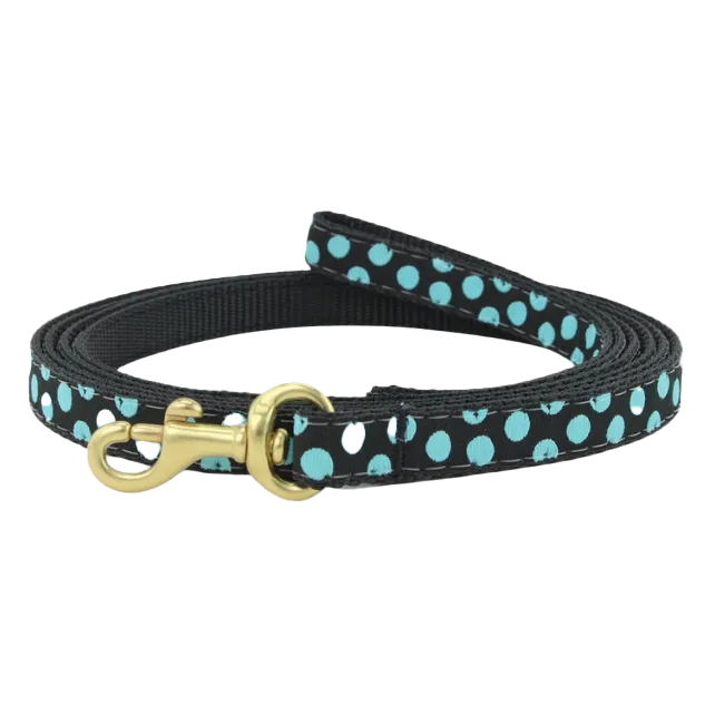 Teacup Leash | Black & Aqua Dots