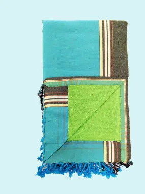 Teal with Lime Kenyan Beach Towel