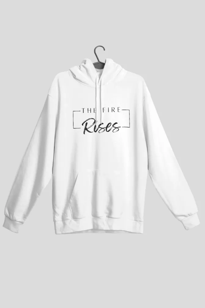 The Fire Rises White Printed Hoodie for women