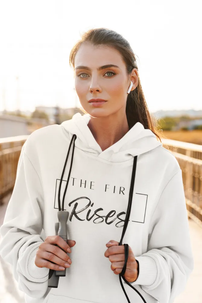 The Fire Rises White Printed Hoodie for women