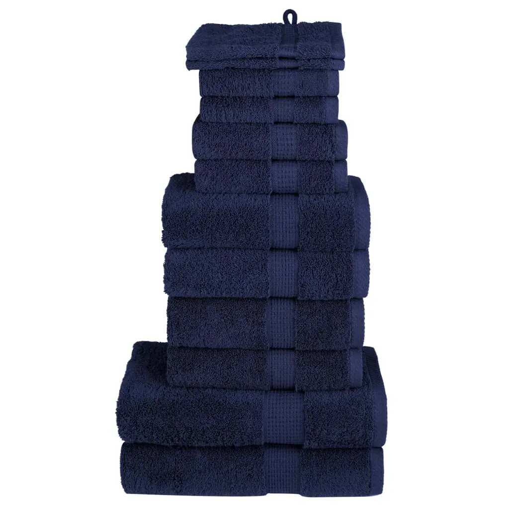 vidaXL 12 Piece Premium Navy Blue Towel Set - 600 GSM Luxury, Absorbency & Durability