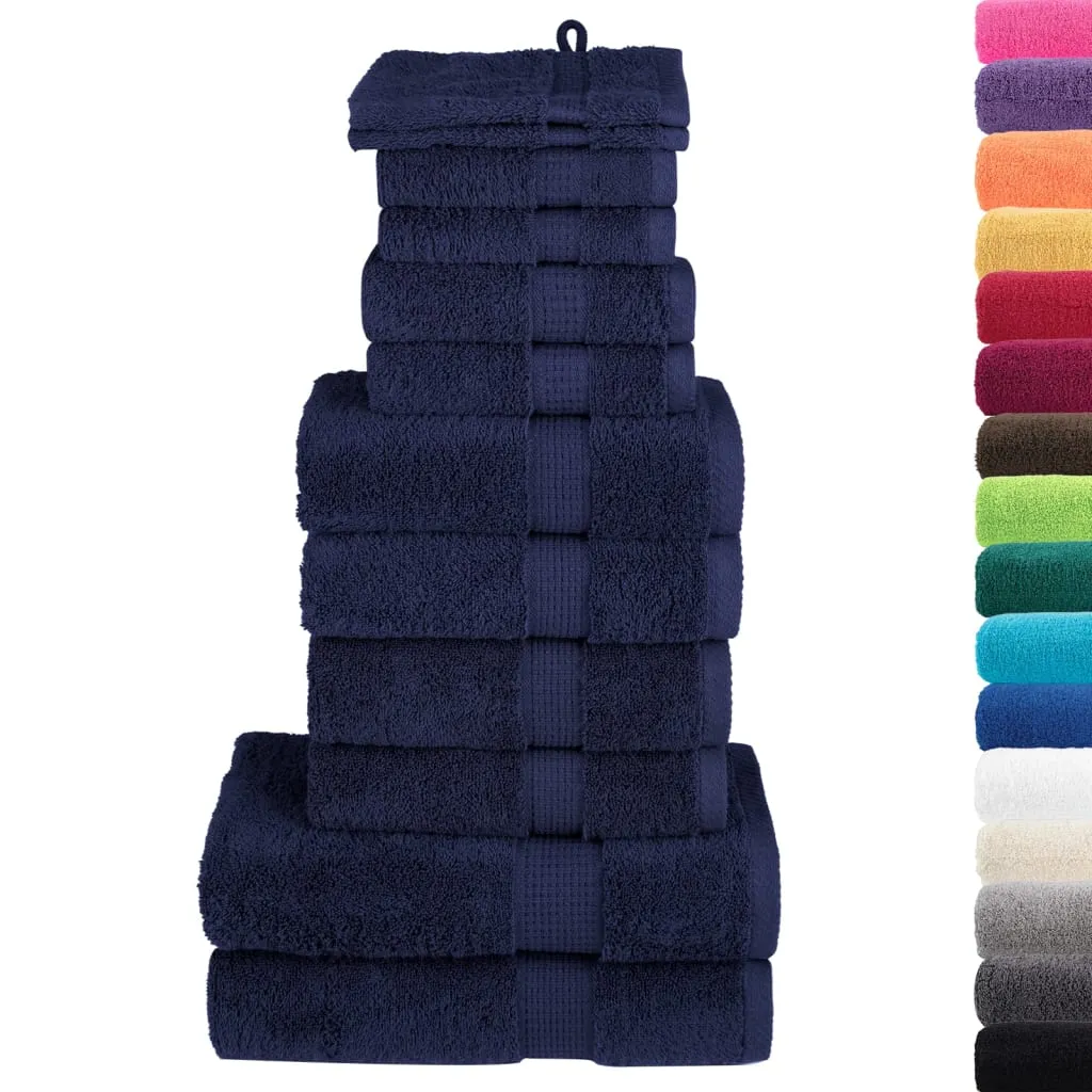 vidaXL 12 Piece Premium Navy Blue Towel Set - 600 GSM Luxury, Absorbency & Durability