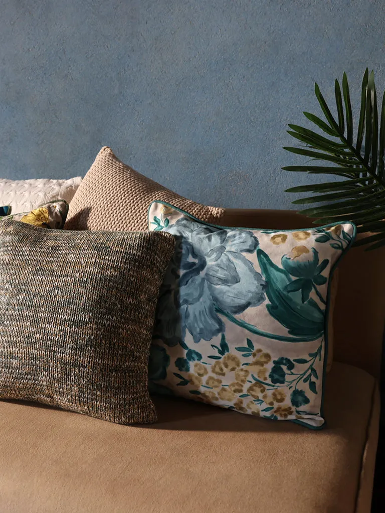 Westside Home Aqua Floral Printed Cushion Cover