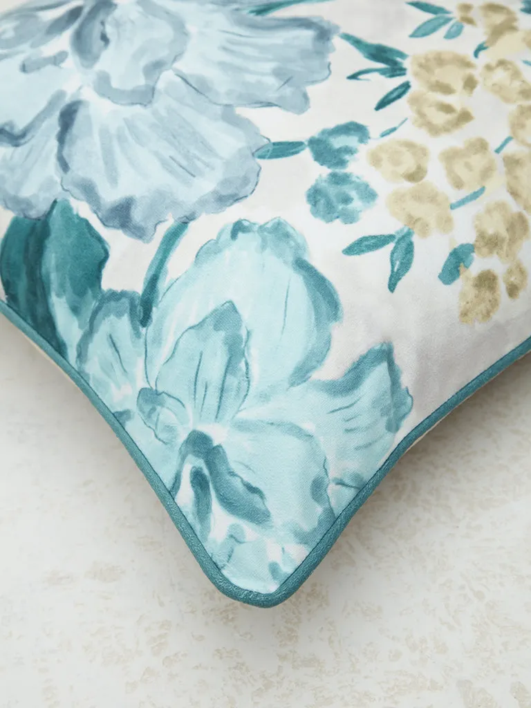 Westside Home Aqua Floral Printed Cushion Cover