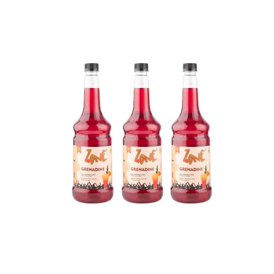 Zone Grenadine Flavored Syrup 1050ml (Pack of 3) – Sweet & Refreshing Syrup for Cocktails